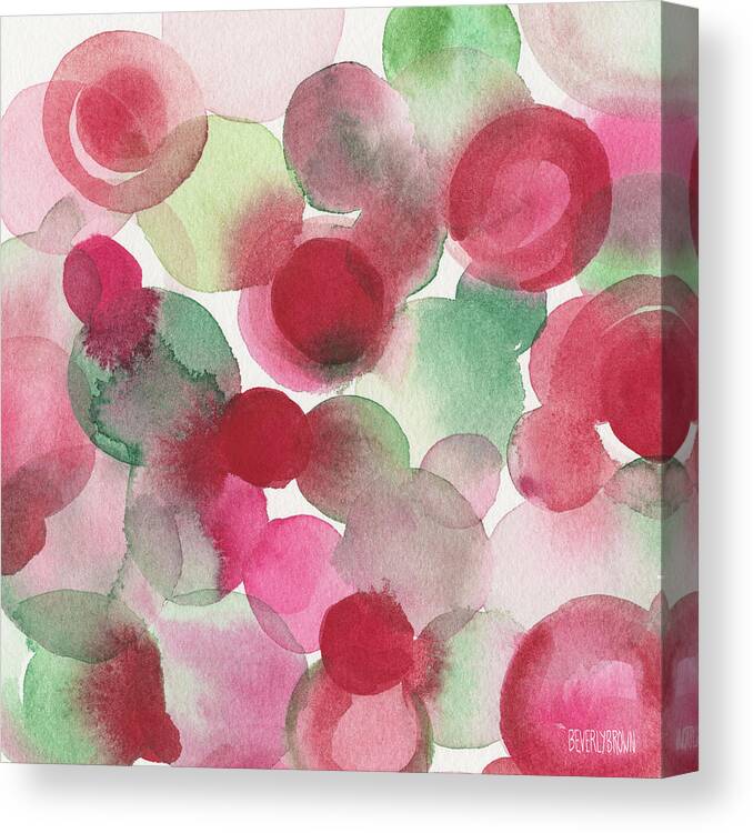 Red Canvas Print featuring the painting Red Pink Green Abstract Watercolor by Beverly Brown