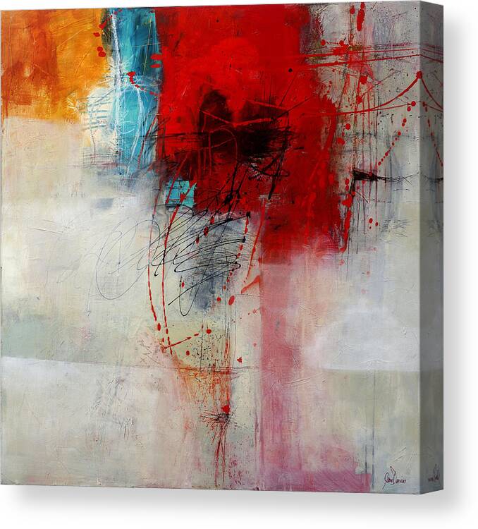 Abstract Art Canvas Print featuring the painting Red Splash 1 by Jane Davies