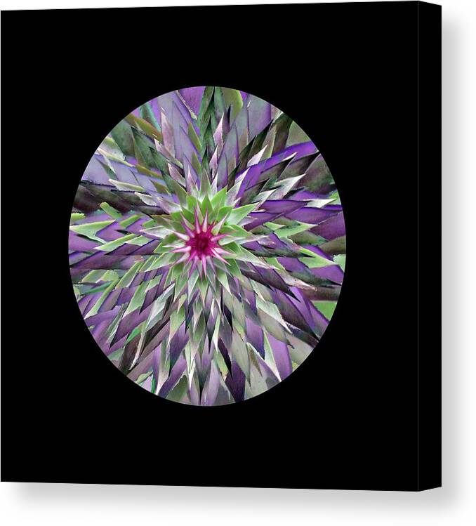 Surreal Faces Canvas Print featuring the digital art Red Star Thistle Kaleidoscope by Julia L Wright