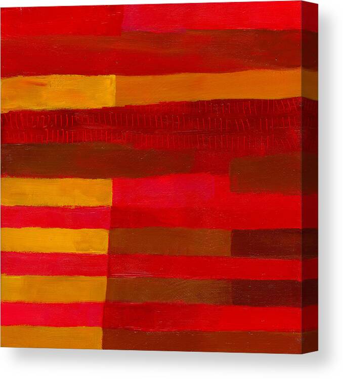Abstract Art Canvas Print featuring the painting Red Stripes 1 by Jane Davies