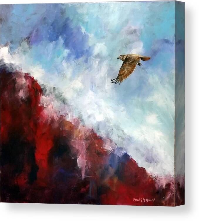 Red Tail Hawk Canvas Print featuring the painting Red Tail by David Maynard