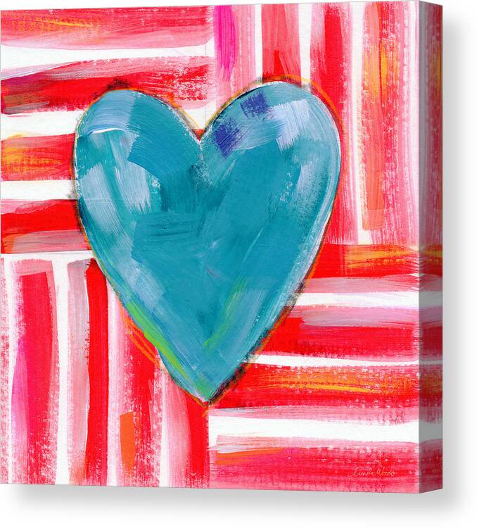 Heart Canvas Print featuring the painting Red White and Blue Love- Art by Linda Woods by Linda Woods