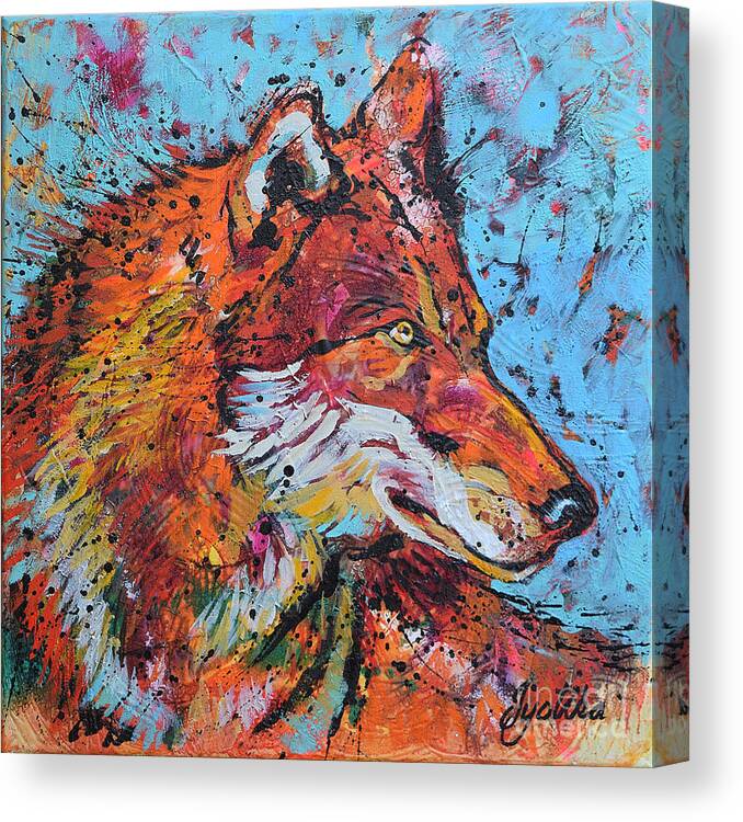 Red Wolves Canvas Print featuring the painting Red Wolf by Jyotika Shroff