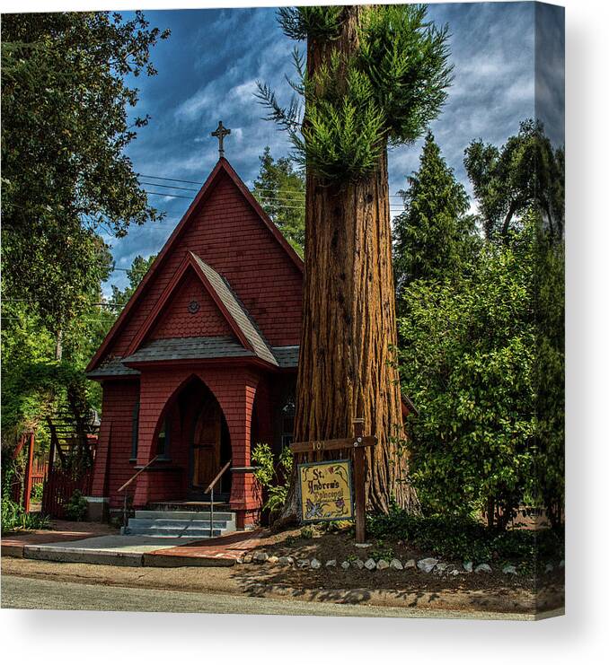 Church Canvas Print featuring the photograph Redwood Church by Bill Posner