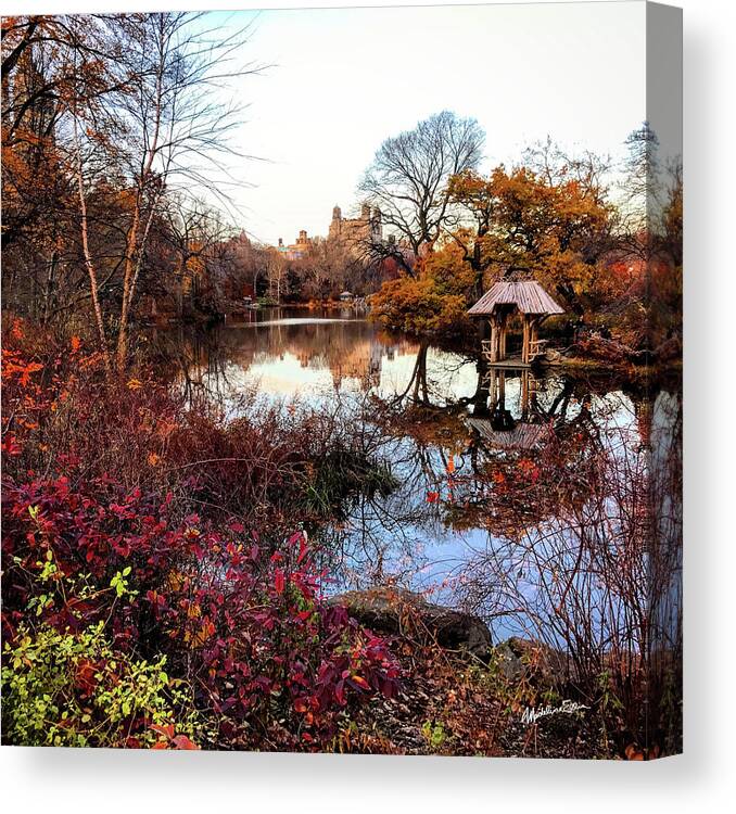 Central Park Canvas Print featuring the photograph Reflections On A Winter Day - Central Park by Madeline Ellis
