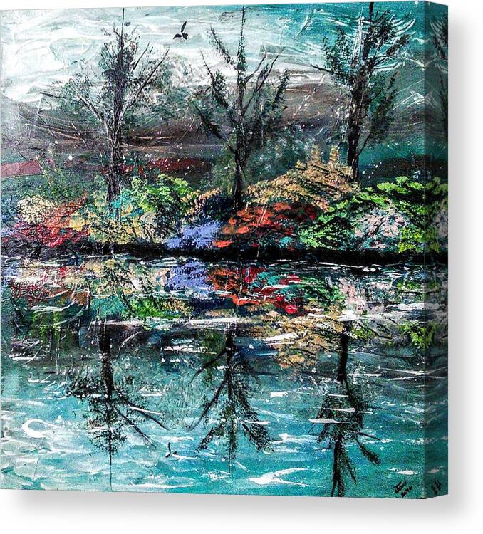 Woods Canvas Print featuring the painting Reflections by Valerie Josi