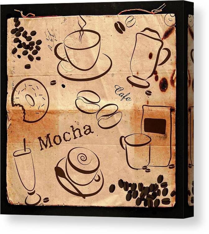 Bag Canvas Print featuring the digital art Retro Style Coffee Design by Serena King
