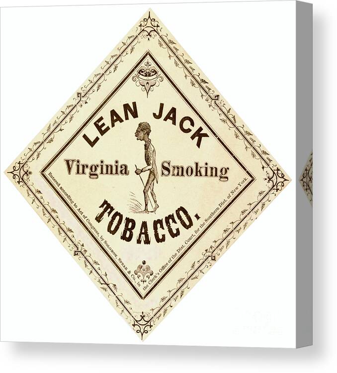 Retro Tobacco Label 1867 A Canvas Print featuring the photograph Retro Tobacco Label 1867 a by Padre Art
