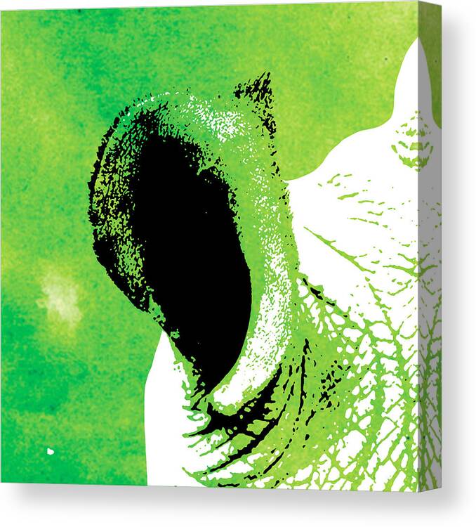 Rhino Canvas Print featuring the painting Rhino Animal Decorative Green Poster 3 - by Diana Van by Diana Van