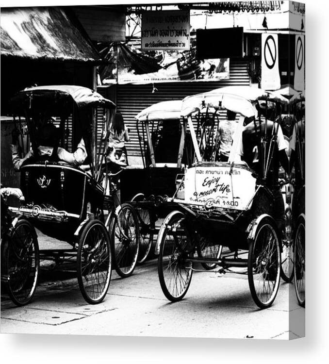 Bangkok Canvas Print featuring the photograph Rickshaw Taxis by Georgia Clare