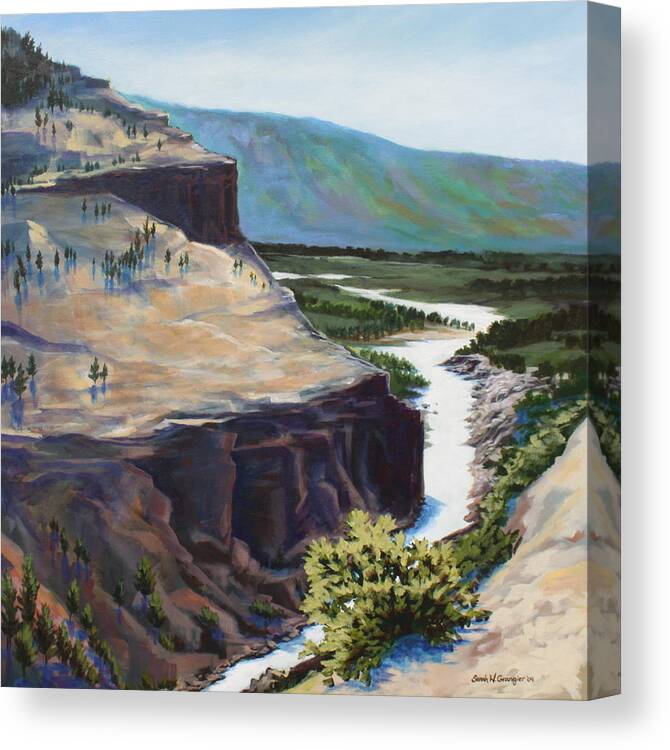 Canyon Painting Canvas Print featuring the painting River Through the Canyon by Sarah Grangier