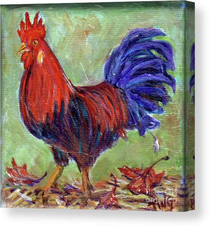 Rooster Canvas Print featuring the painting Rooster by Doris Blessington