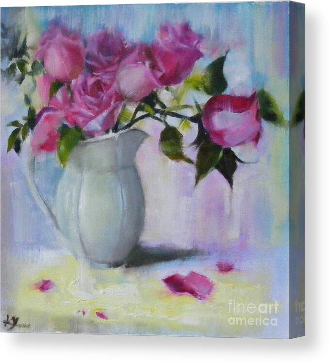 Floral Canvas Print featuring the painting Rose day by Celine K Yong