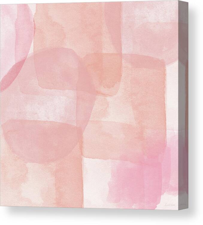 Watercolor Canvas Print featuring the painting Rose Quartz Beach Glass- Art by Linda Woods by Linda Woods