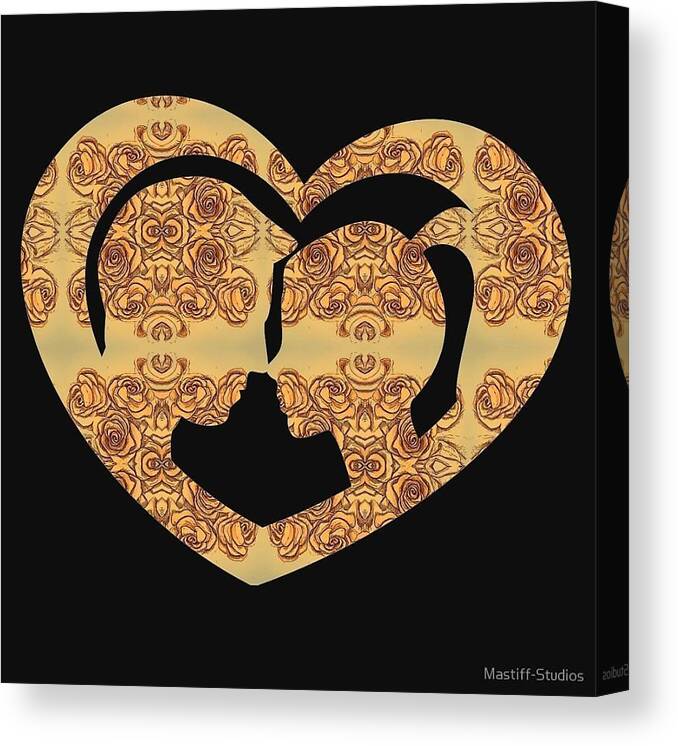 Love Canvas Print featuring the mixed media Roses, Hearts, and a Kiss by Mastiff Studios
