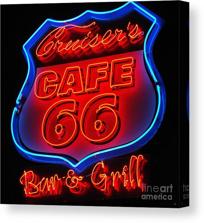 Sign Canvas Print featuring the photograph Route 66 by Donna Greene