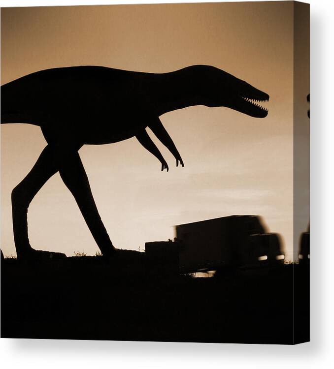 Travel Canvas Print featuring the photograph Route 66 - Lost Dinosaur by Mike McGlothlen