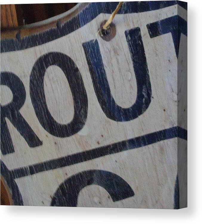 Route 66 Canvas Print featuring the photograph Route 66 Sign Partial by Roger Passman