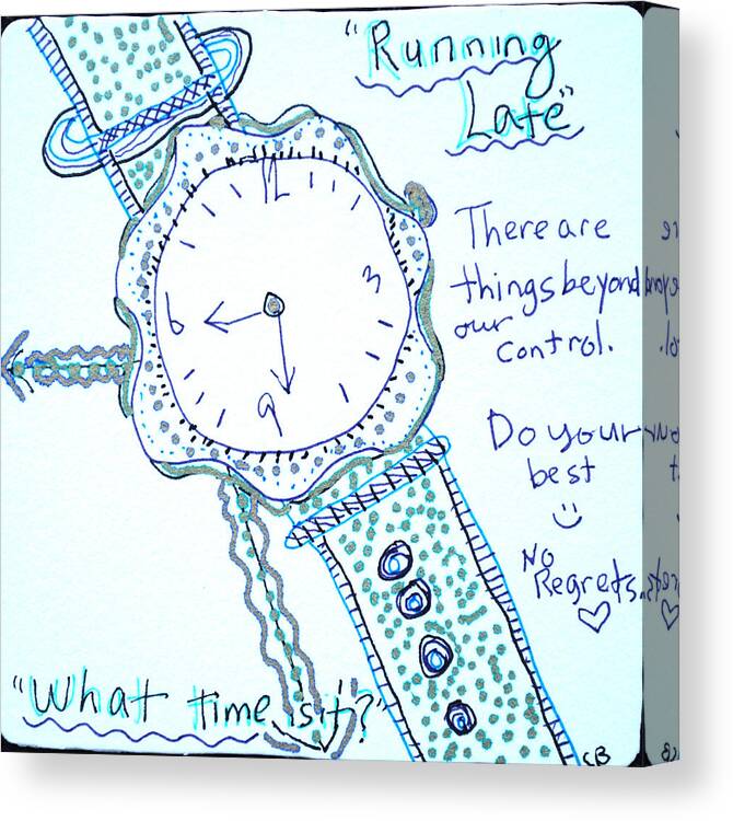 Zentangle Canvas Print featuring the drawing On Time by Carole Brecht