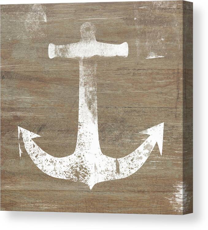 Anchor Canvas Print featuring the mixed media Rustic White Anchor- Art by Linda Woods by Linda Woods