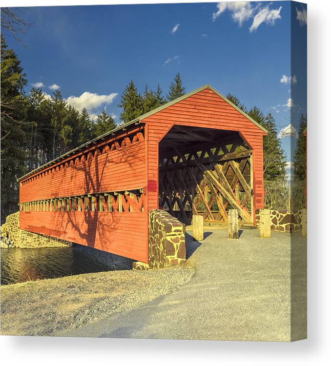 Adams County Canvas Print featuring the photograph Sachs Covered Bridge Square by Marianne Campolongo