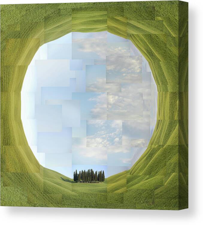 Sacred Planet Canvas Print featuring the photograph Sacred Planet - Tuscan cypresses by Michele Cazzani