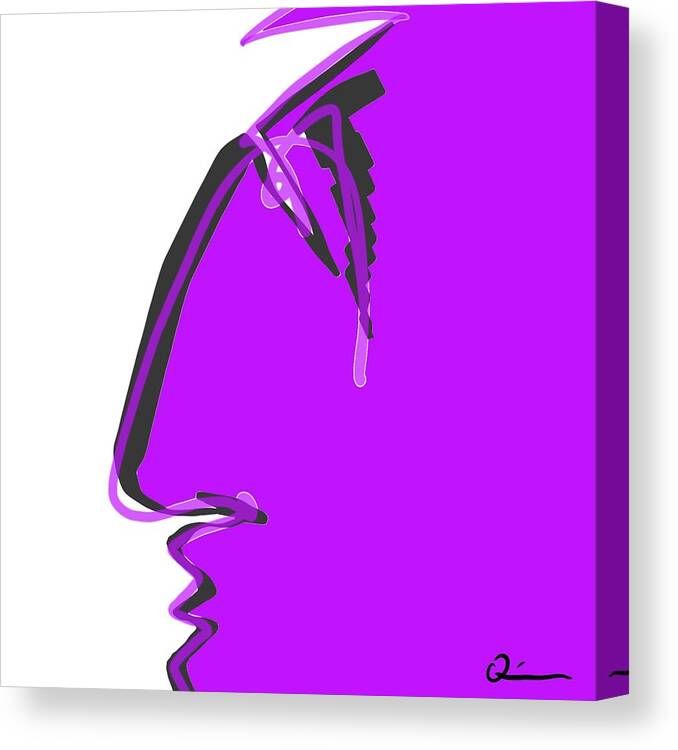 Purple Canvas Print featuring the digital art Sad Grape by Jeffrey Quiros