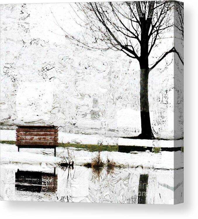Snow Scene Canvas Print featuring the photograph Sadly I Sit Alone by Julie Lueders 