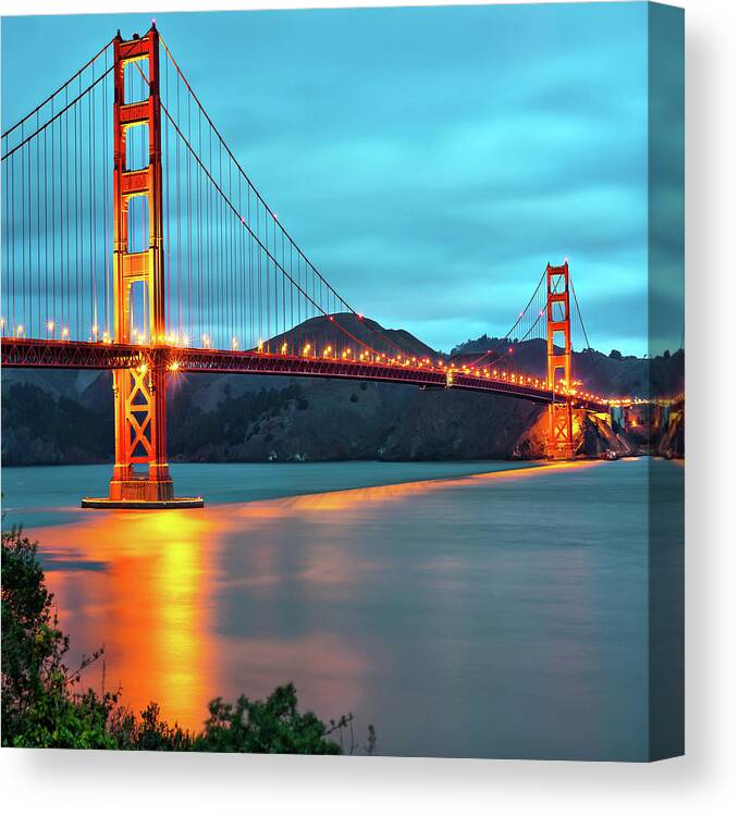 San Francisco Canvas Print featuring the photograph San Francisco Golden Gate Bridge 1x1 by Gregory Ballos