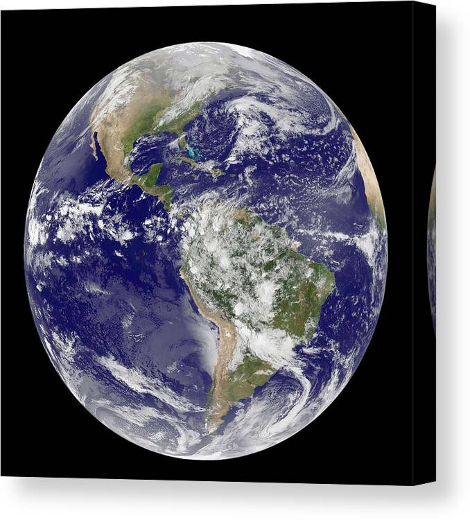 Bay Canvas Print featuring the painting Satellite View of the Americas on Earth Day by Celestial Images