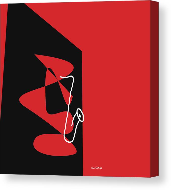 Jazzdabri Canvas Print featuring the digital art Saxophone in Red by David Bridburg