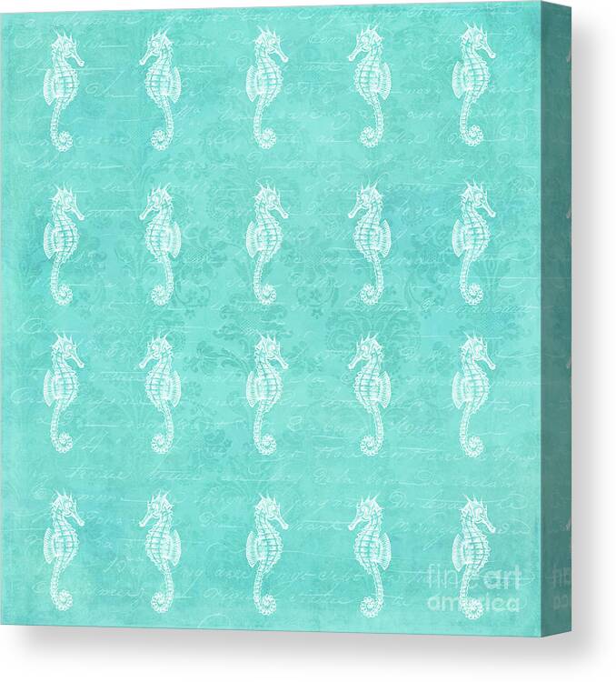 Graphic-design Canvas Print featuring the digital art Seahorses 2 by Sylvia Cook