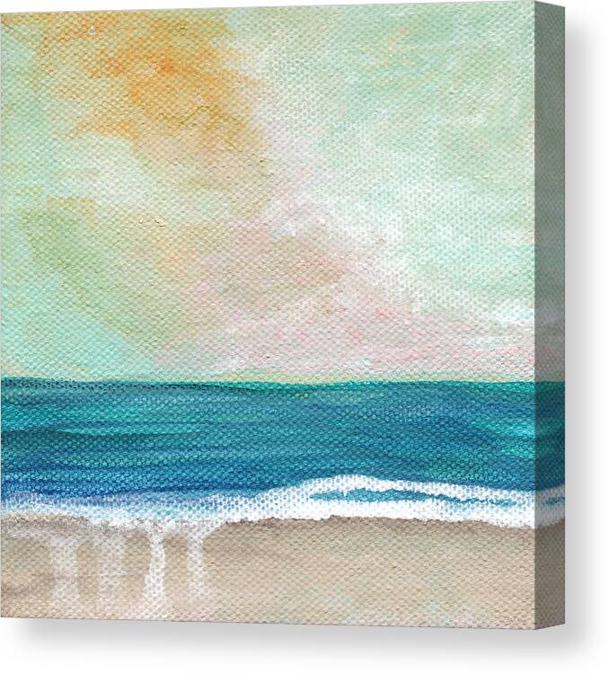 Seaside Canvas Print featuring the painting Seaside Sunset- expressionist landscape by Linda Woods