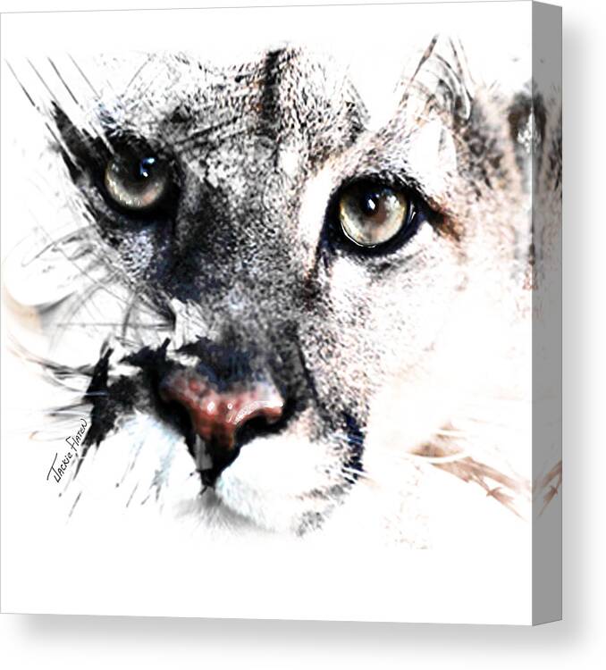 Canvas Prints Canvas Print featuring the painting Seriously Cougar by Jackie Flaten