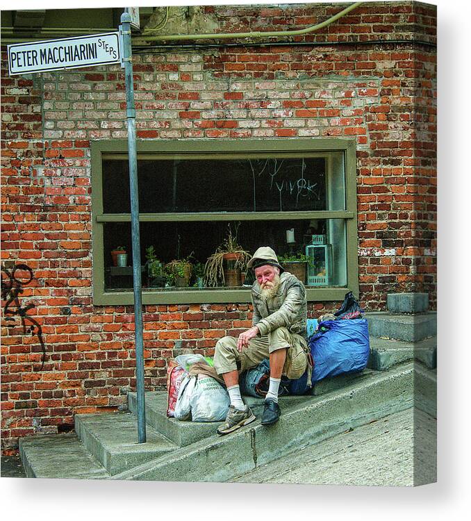 Street Photography Canvas Print featuring the photograph SF Shoes by Ed Broberg