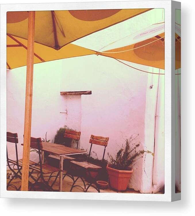 Yellow Canvas Print featuring the photograph Shade. Books. Quiet by Jacci Freimond Rudling