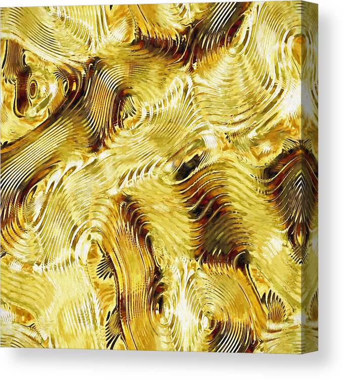 Shades Of Gold Ripples Abstract Canvas Print featuring the digital art Shades of Gold Ripples Abstract by Sandi OReilly