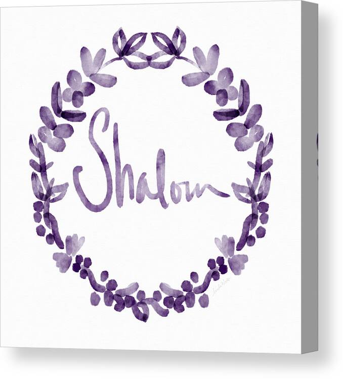 Shalom Canvas Print featuring the painting Shalom Wreath- Art by Linda Woods by Linda Woods
