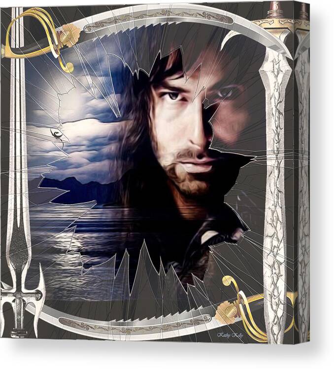 Kili Canvas Print featuring the digital art Shattered Kili with Swords by Kathy Kelly
