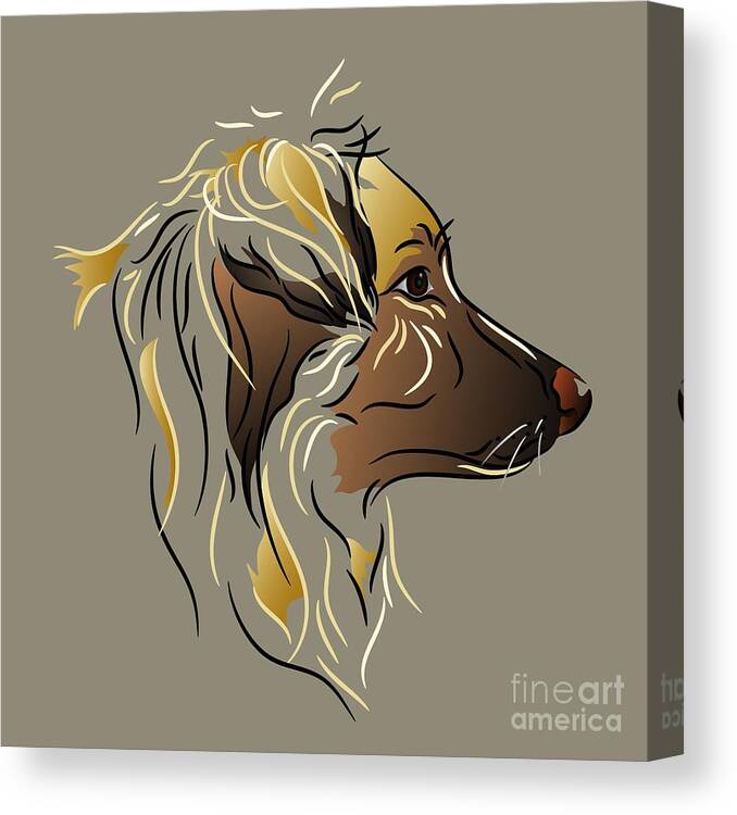 Graphic Dog Canvas Print featuring the digital art Shepherd Dog in Profile by MM Anderson