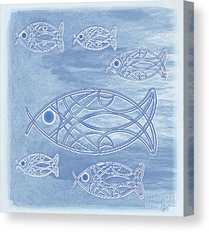 Gabriele Pomykaj Canvas Print featuring the digital art Shoal of Fish Abstract by Gabriele Pomykaj