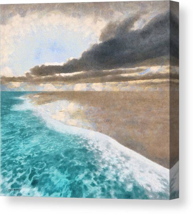 Beach Canvas Print featuring the digital art Shoreline Painted by Cynthia Decker