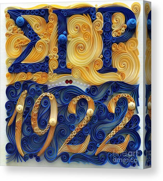 Quilling Canvas Print featuring the mixed media Sigma Gamma Rho by Felecia Dennis