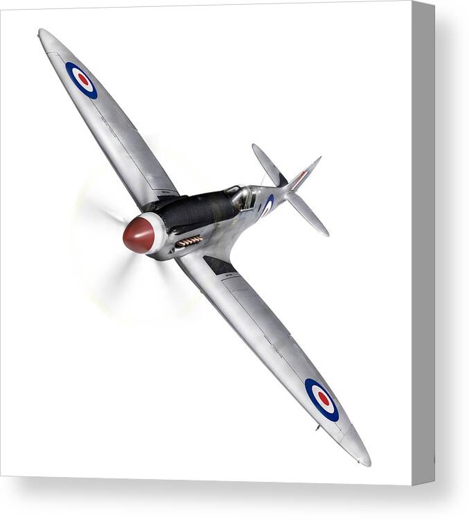 Silver Spitfire Canvas Print featuring the photograph Silver Spitfire PR XIX cutout by Gary Eason