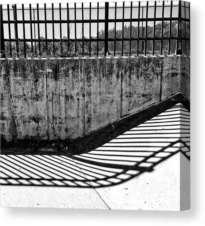 Shadows Canvas Print featuring the photograph #skatepark #shadows #lines & #curves by Bradley Nelson