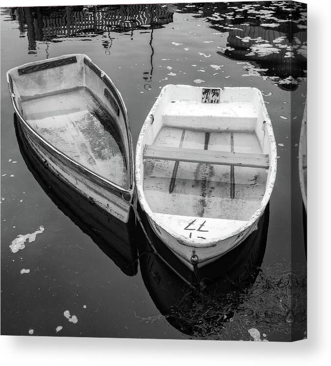 Skiff Canvas Print featuring the photograph Skiffs in Black and White by Rick Berk