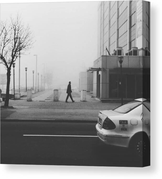 City Canvas Print featuring the photograph #skopje #city #urban #fog #citylife by Keti Prenda