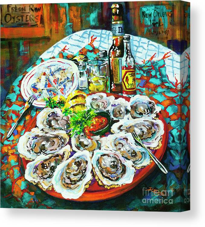 New Orleans Art Canvas Print featuring the painting Slap dem Oysters by Dianne Parks