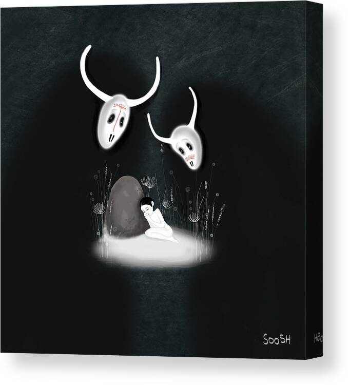 Soosh Canvas Print featuring the digital art Sleeping girl by Soosh 