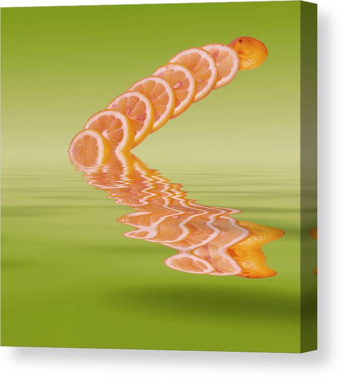 Fresh Fruit Canvas Print featuring the photograph Slices Pink Grapefruit Citrus Fruit by David French